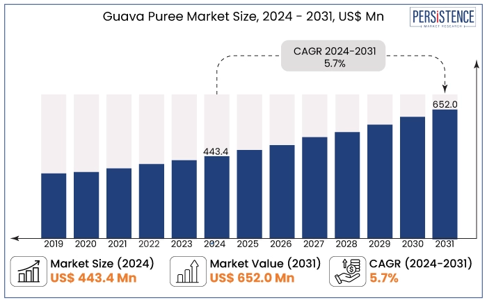 guava puree market size, 2024 - 2031, US$ Mn