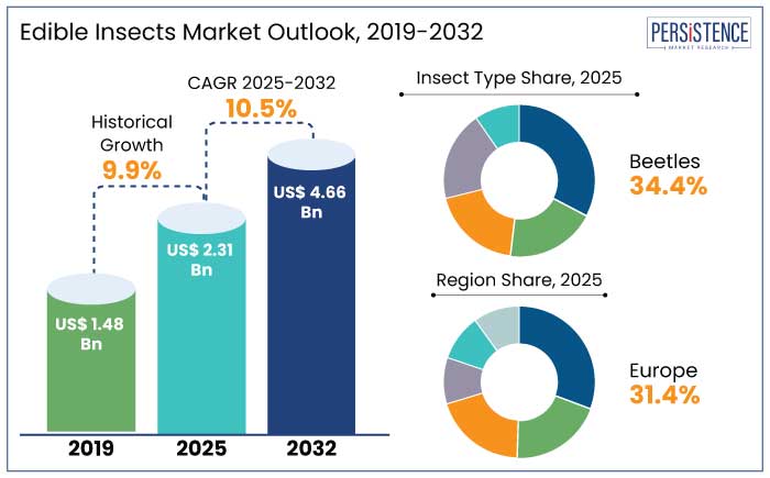 edible insects market outlook, 2019-2032