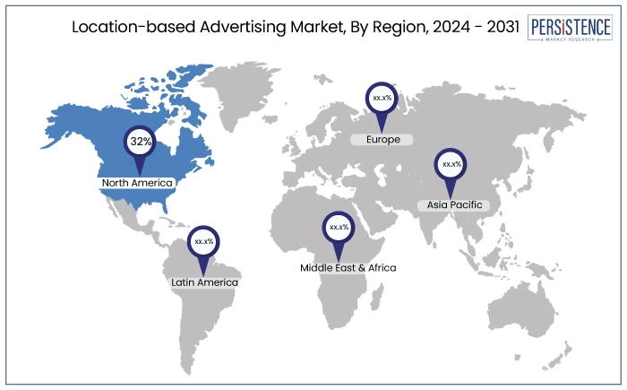 north America location-based advertising market, by region, 2024 - 2031